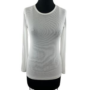 PrismSport White Top Cotton Stretch Round Neck Mesh Yoga Casual Size Small S